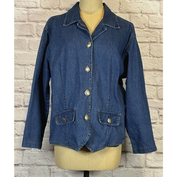 Vintage Timbuktu Womens Southwestern Denim Jean Jacket Button Up Western Blue XL - Picture 1 of 9